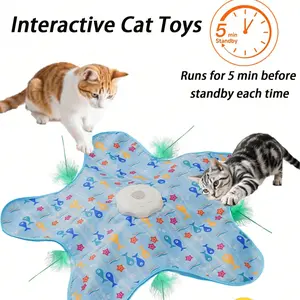 Cat Pet Toy Set, Self-Entertainment Hide and Chase Game, Electric Puzzle Toy, Quick-Moving Ball, Indoor Kick Ball Game, Automatic Motion Activation