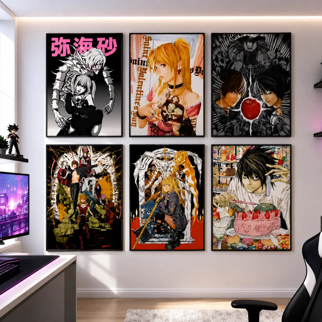 Japanese Comics Death Note Canvas Painting Poster Light Yagami Comics Peripheral Misa Amane Indoor Room Decoration Manga Art Death Note Poster manga lover anime fan printed art canvas home decor wall art Japanese manga poster, anime room decor, teen gift