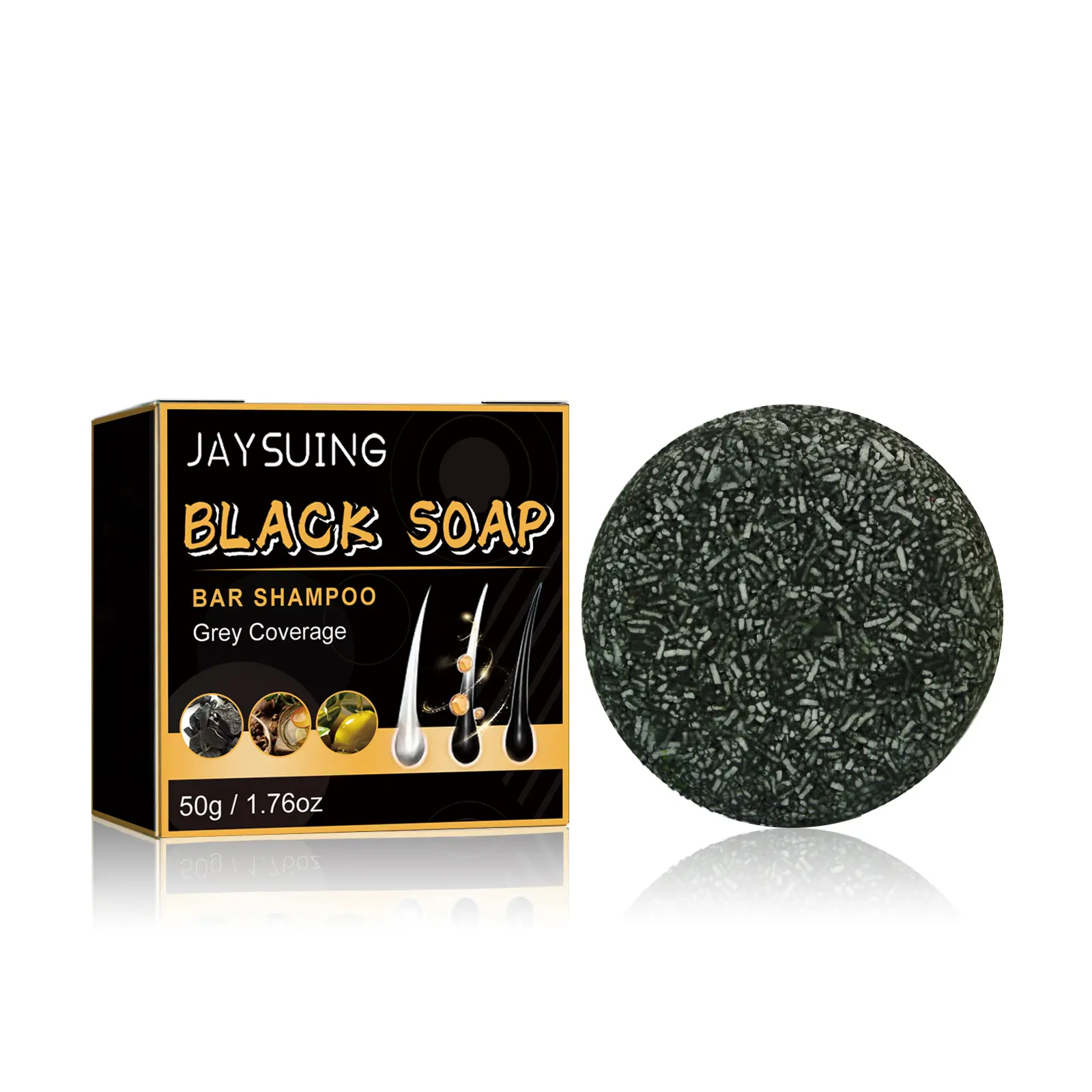 Gray Hair Reverse Bar Soap, Black Shampoo Bar for Hair and Beard Darkening, Deep Clean and Nourish the Scalp, Black Soap for Gray Hair, Natural Darkening Shampoo Soap