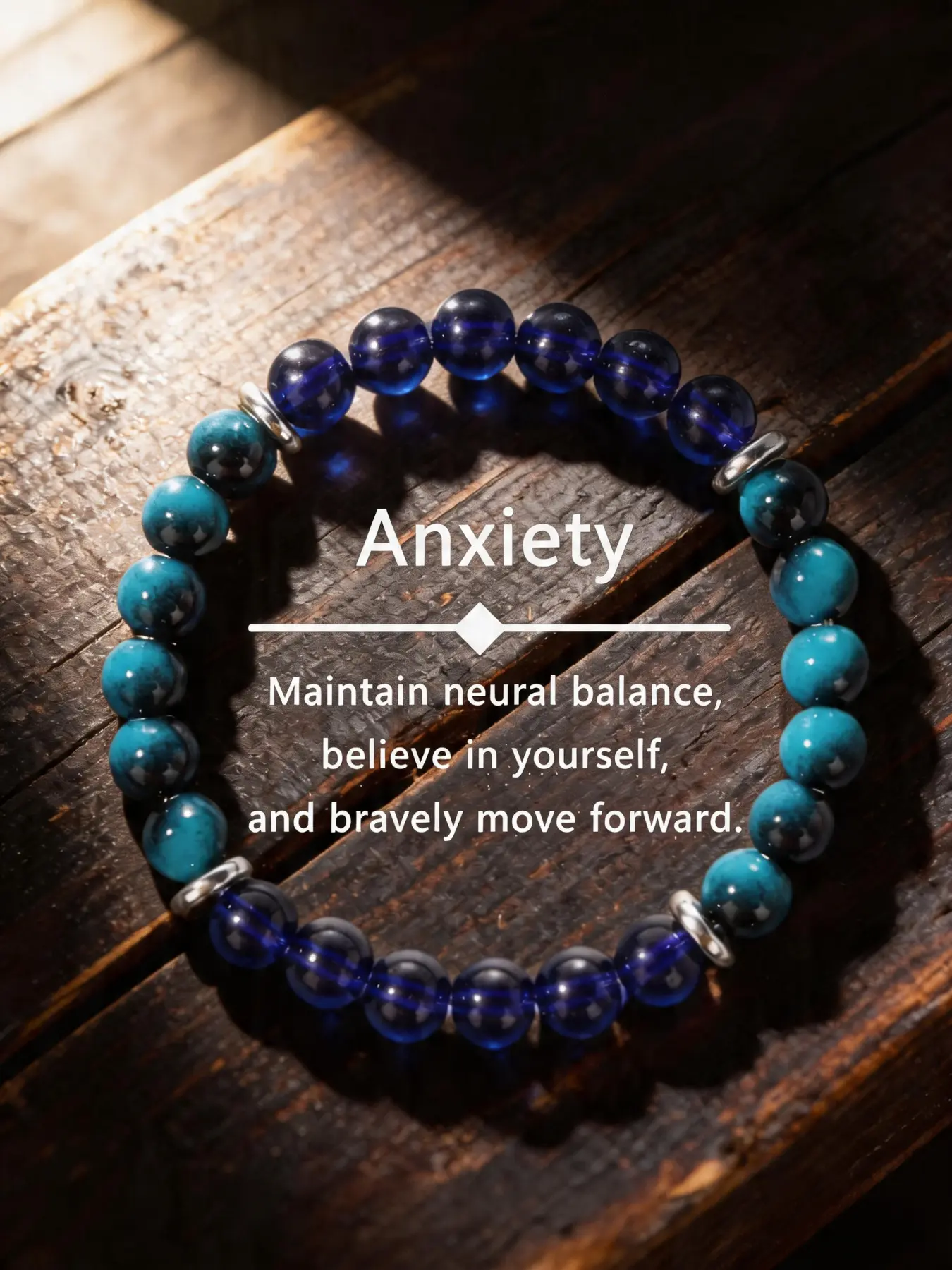 Inner Peace Bracelet: Blue Crystals for Calm & Courage, Anxiety Bracelet