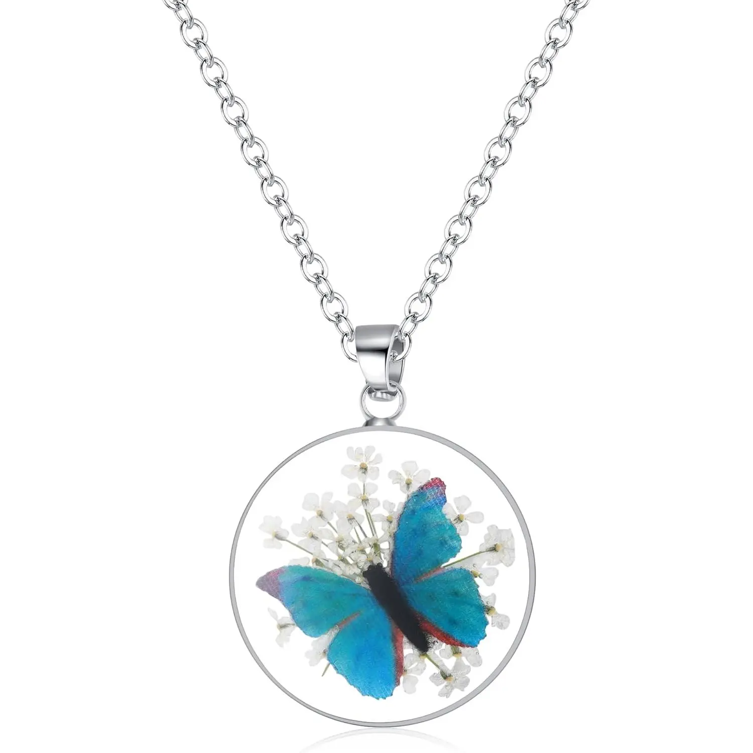 Butterfly Necklace | Pressed Wildflower Necklace | Resin Necklace | Personalized | Handmand Pressed | Easter Gift for Women
