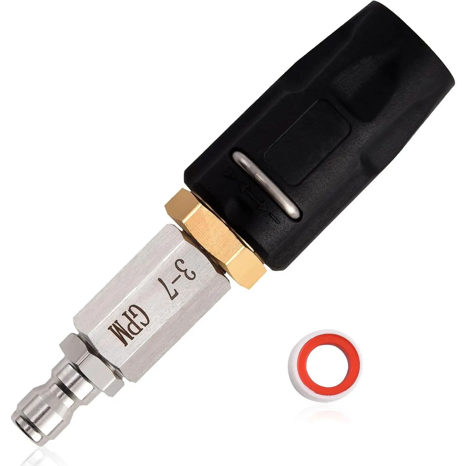 Adjustable Downstream Soft Wash Nozzle, M5 Twist Shooter Tip | 0-60°  , for  Washer 1700-6000 PSI, 3-7 GPM, 1/4 in Quick Connect