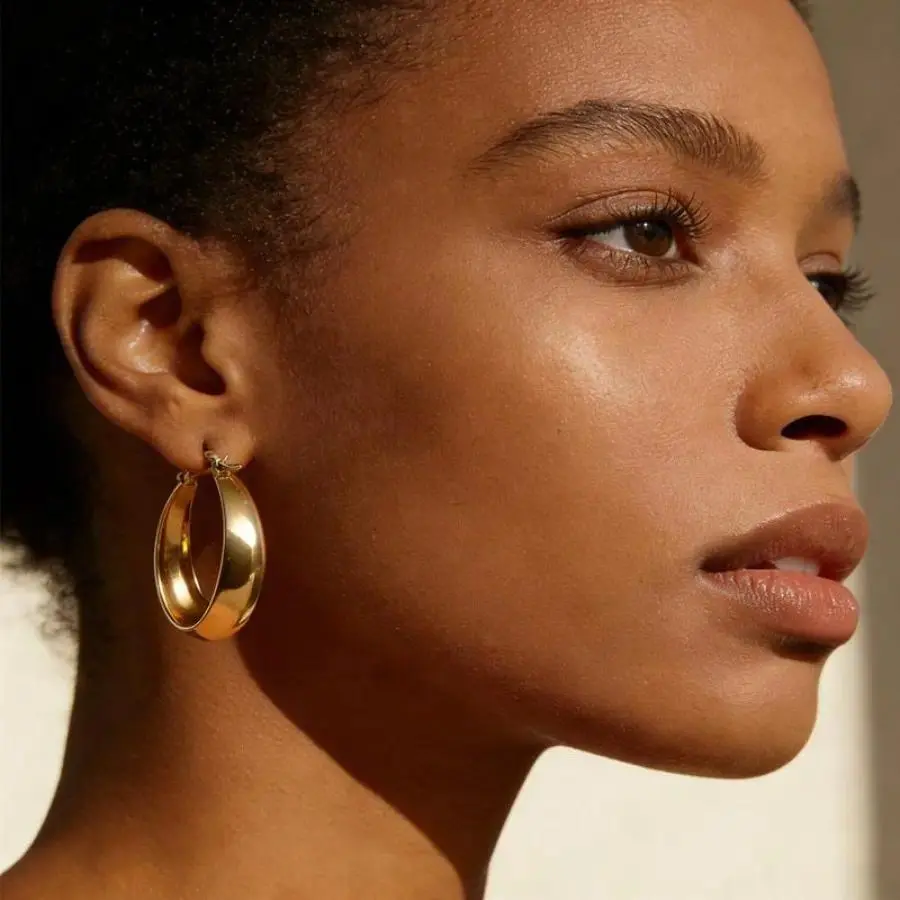 30mm Large Hoop Earring, 14K Gold Plated Hoops Large Earring Lightweight Chunky Hoops Earring for Women, Dainty Winter Earrings