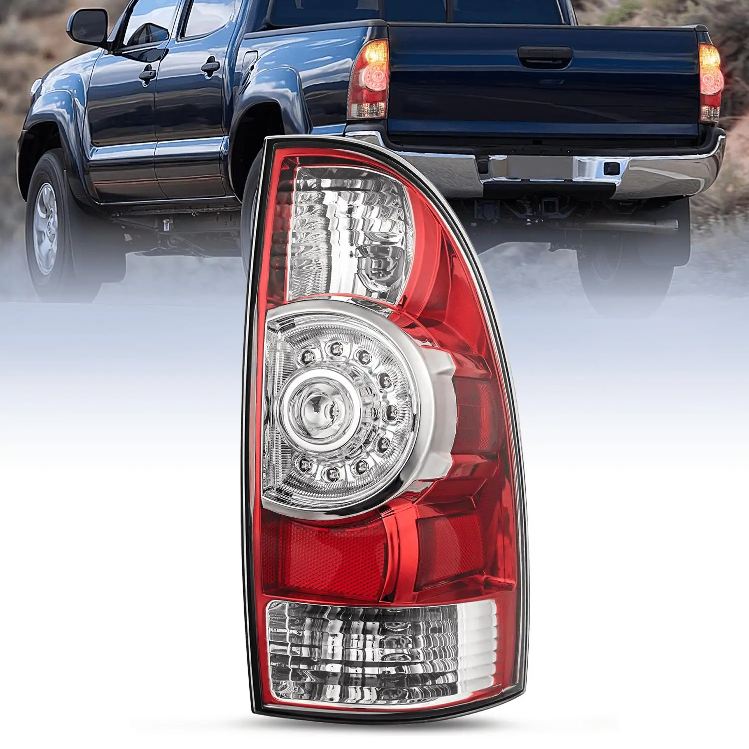 Nilight LED Tail Light Assembly - Plug-In Easy, OE Look, Corrosion Resistant, Durable Poly Lens, Bulbs Included, Passenger Side Rear Lamp Replacement for 2005-2015 Toyota Tacoma (LED & Night Light Compatible)