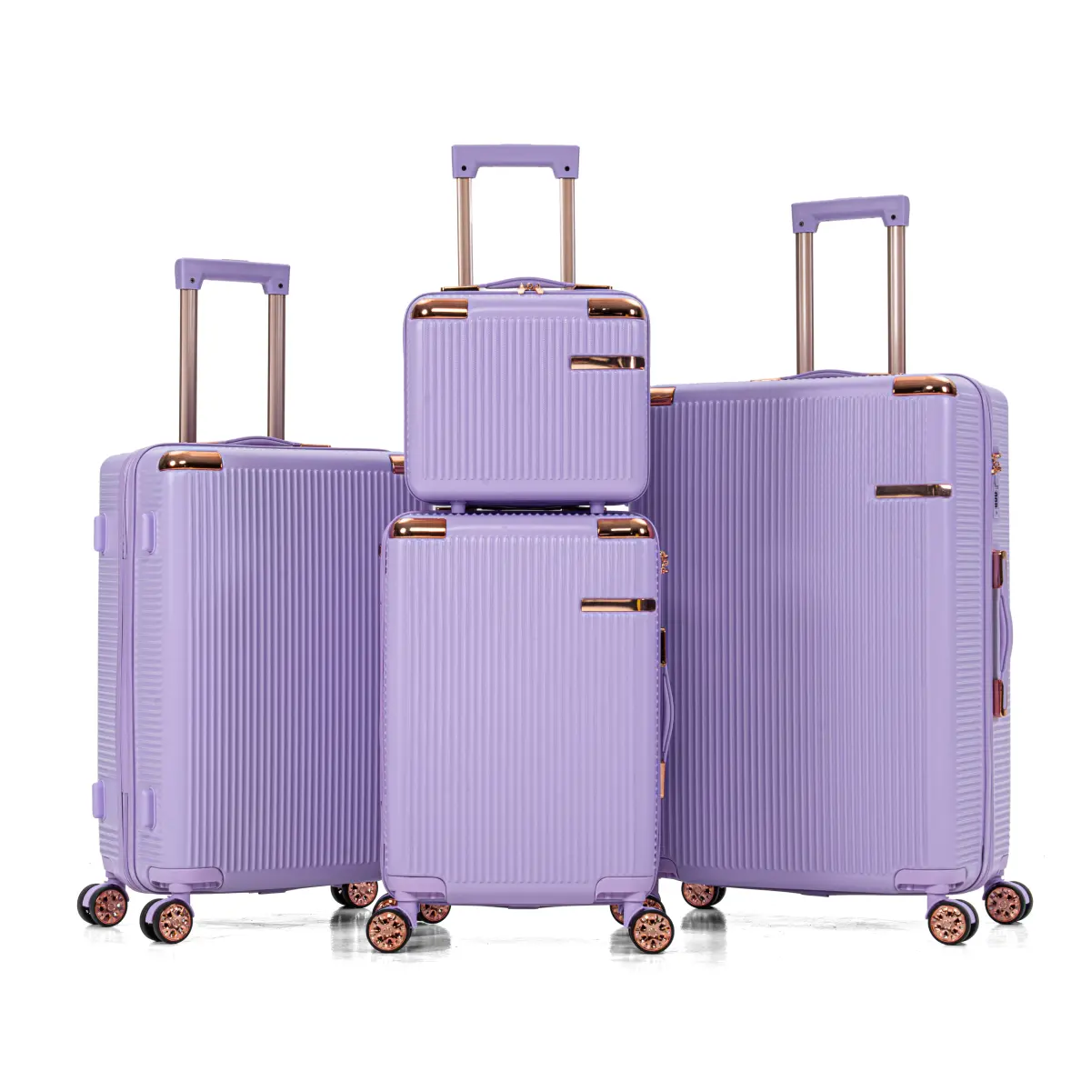 Luggage Sets 4 Piece with Cosmetic Case TSA Lock, Hardside ABS Carry On Suitcase with YKK Zippers Lightweight Rolling Travel Luggage Sets with Spinner Wheels,14+20+24+28 IN,Purple
