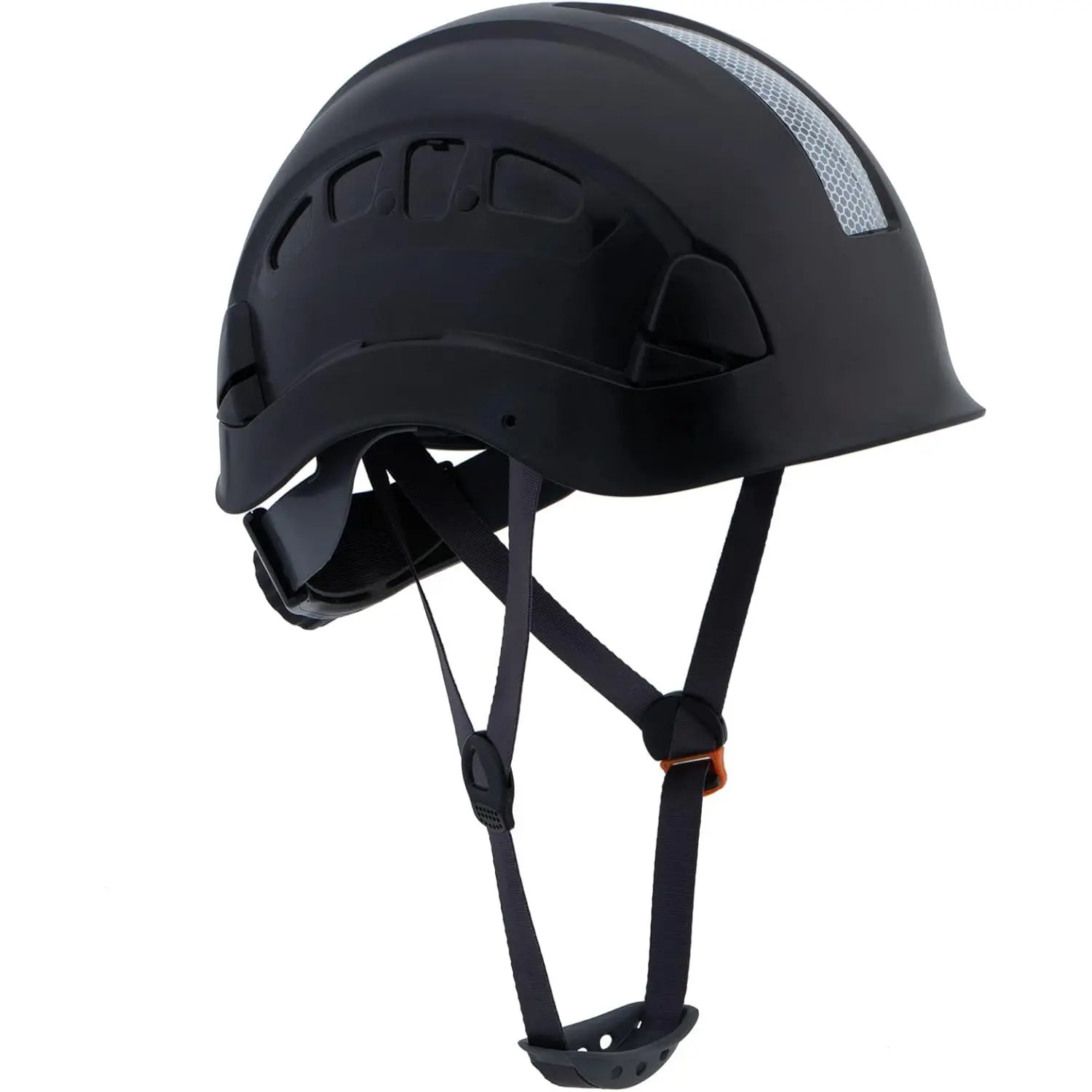 Tough ABS Full Brim Hard Hat with Ventilated Shell, 6-Point Ratchet Suspension, Reflective Strips, and 1-Hand Adjust, Adult Unisex, Reflective Safety, Headgear, Visor Hat, Secure, One-Hand Adjust