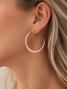 1 Pair French C-Shaped Earrings, Hollow Circle Long Drop Earrings, Single-Sided Oil Drip Studs, Popular Female Ear Jewelry, Stylish Decor for Daily Looks, Dating, Parties and Casual Shopping, Nice Gift Choice