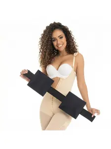 A double-C waist adjustable lumbar support belt with an arched protruding contour that conforms to the waist and abdomen without slipping. The wide double-C edge finish adapts to different waist circumference dimensions. The elastic band provides compress