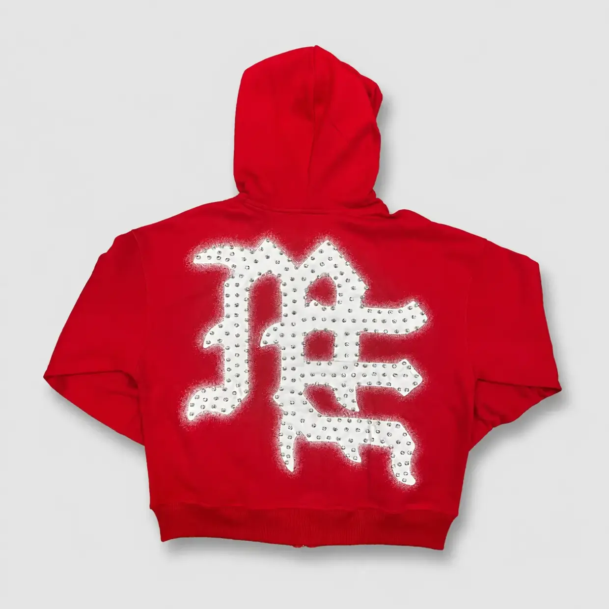 MIXED EMOTION Rhinestone Graphic Zip-Up Hoodie Y2K Gothic Hip Hop Casual Streetwear Heavyweight Oversized Long-Sleeve Sweatshirt Jacket for Men - Autumn Winter Birthday Christmas Gift Top