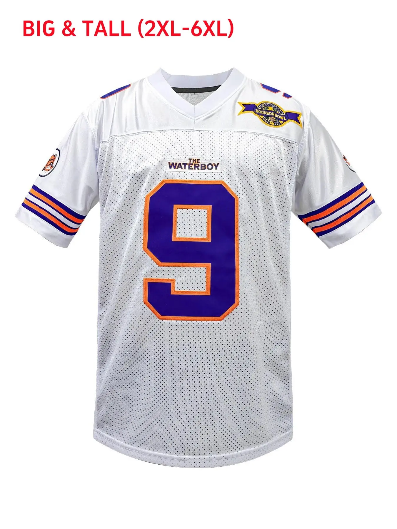 Big & Tall 2XL-6XL Men's #9 The Waterboy Movie Football Throwback Jersey Stitched Mesh Bourbon Bowl Retro Casual Sports Cosplay Shirt