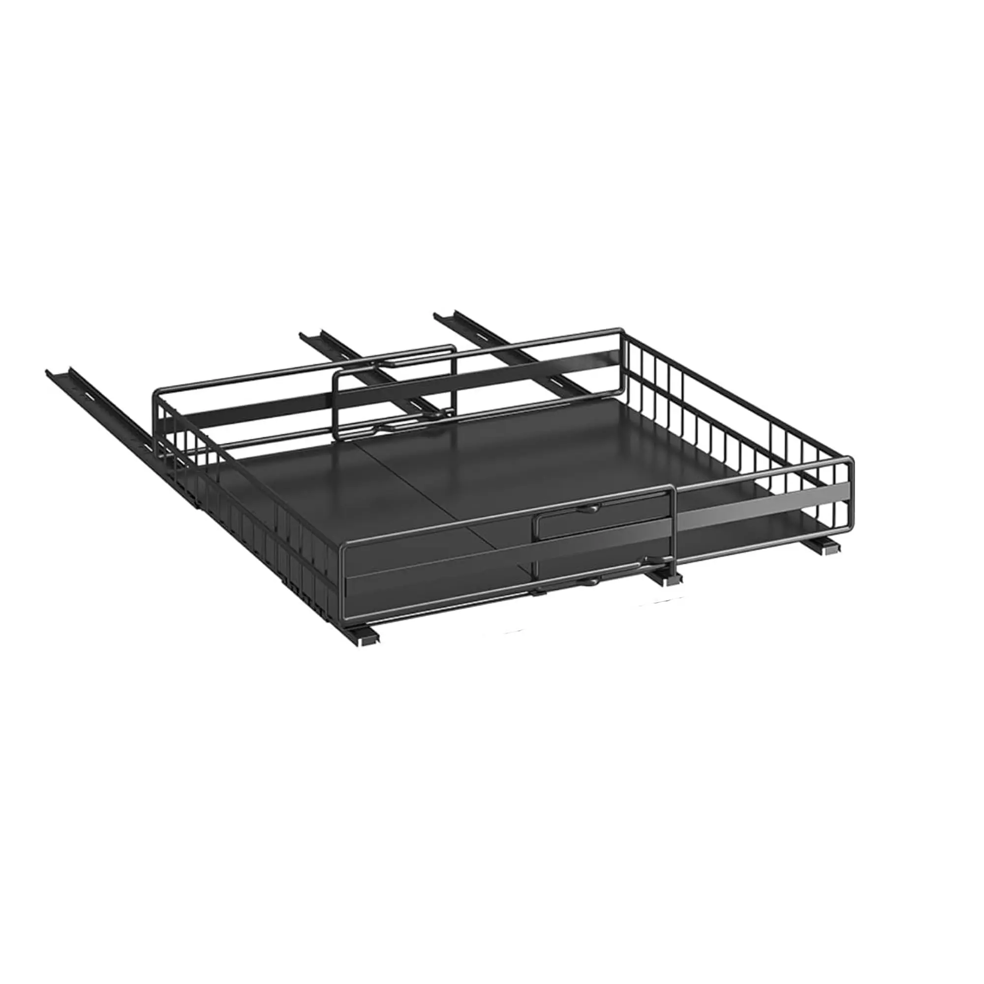 Adjustable Pull Out Spice Rack Organizer for Kitchen Cabinets – Heavy Duty Slide-Out Drawer – No-Drill Installation – Fits 12.2"-19.29" Wide Cabinets – Space-Saving Pantry Storage – Black Small