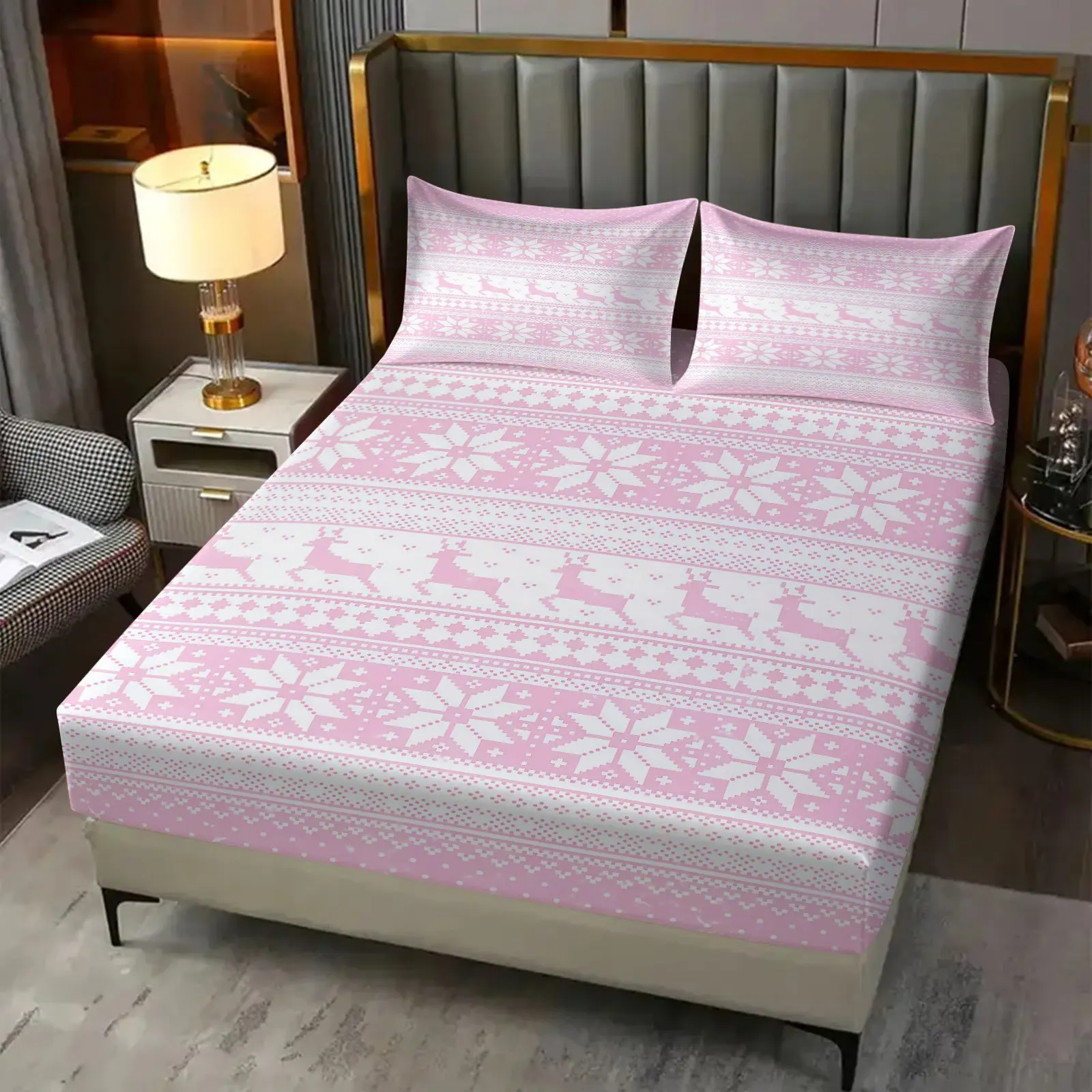 3-Piece Set Of Fel Island Patterned Bed Sheets, Comfortable Printed Pattern, Including 1 Bed Sheet And 2 Pillowcases, Comfortable Bedding, Anti Slip Dust Cover Suitable For Bedrooms, Suitable As a Gift