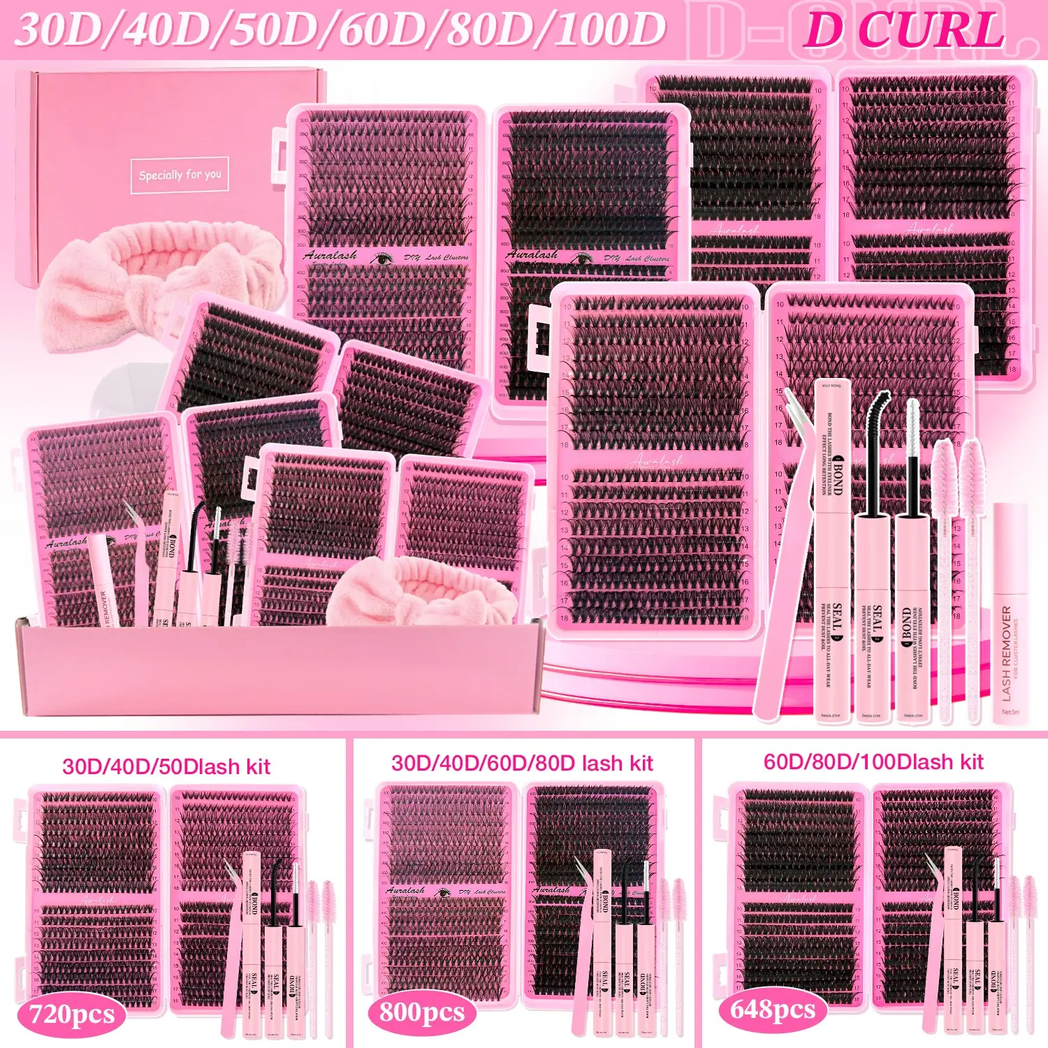 2168PCS DIY Lash Extension Kit Gift Box | Skip Expensive Salon Visits! All-In-One Lash Cluster Gift Box with 3 Lash Books & 6 Densities 30D to 100D | Upgraded Gentle Long-Lasting Bond | 3 Min Apply Fluffy Soft Lashes No Stab | D Curl Clusters