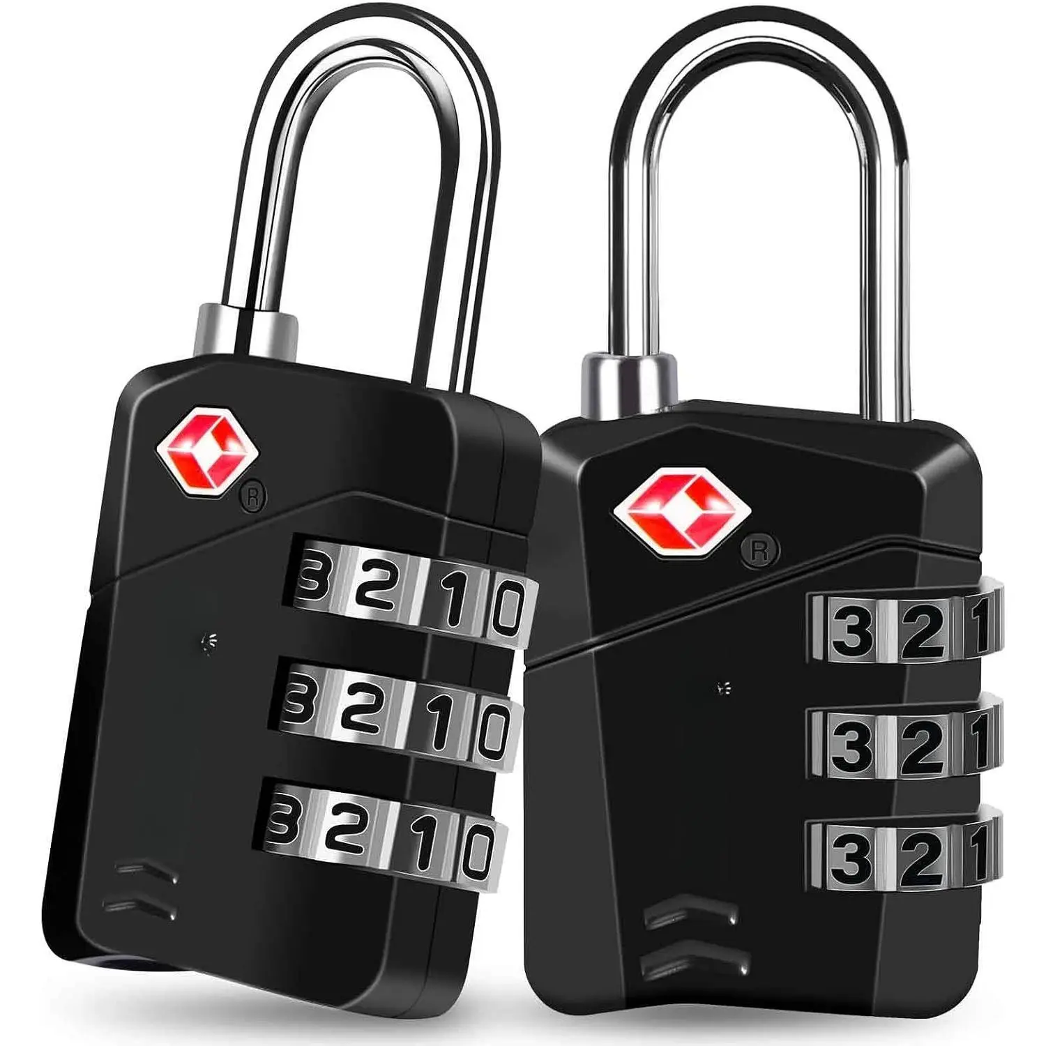 2 Pack TSA Approved Travel Luggage Locks, Metal Combination Lock, Alloy Keyless 3-Digit Padlocks, TSA Accepted Compatible Padlock for Gym Locker, Golf Bag Case, Backpack, Black-by