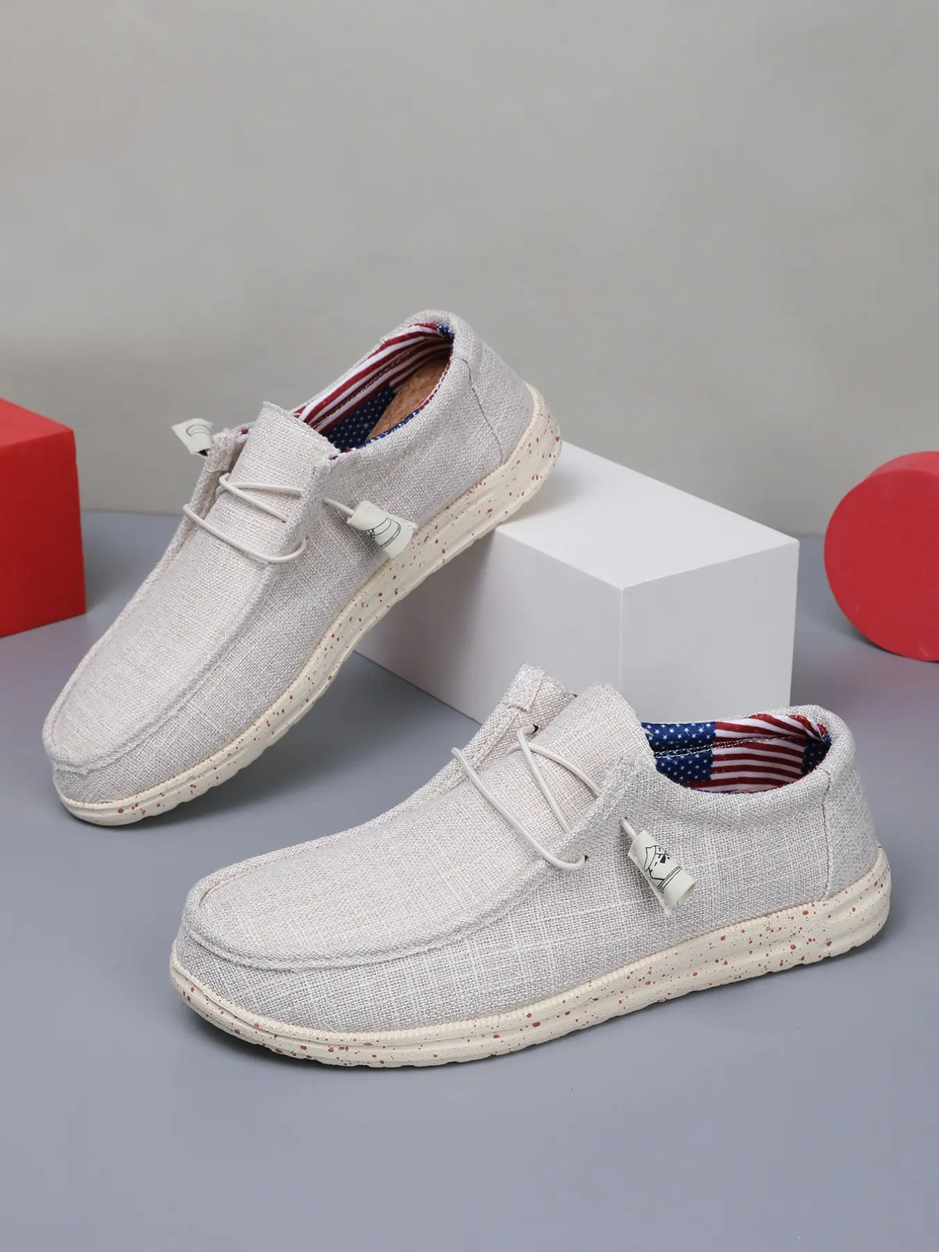 3 Color Men's Daily Loafers Distressed Plaid Canvas Thick Hemp Laces Spotted Anti-Slip Thick Sole Daily/Casual - Easy Slip-On, Anti-Slip Wear-Resistant Comfortable Walking Shoes