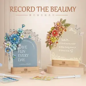 Flower Bricks Construction Set Big Particle Building Blocks 3d Model Building Blocks Message Board with Lights Assembly Toy Gift