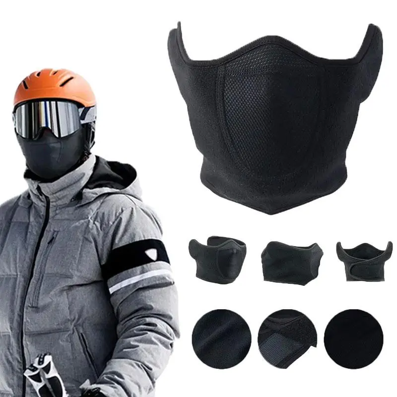 Fleece Balaclava Winter Face Cover, Breathable Cotton Mesh Half Mask and Neck Warmer for Men and Women, Versatile for Motorcycle Riding & Cycling, Neck Scarf, Biking, Unisex, Mesh-Like Texture