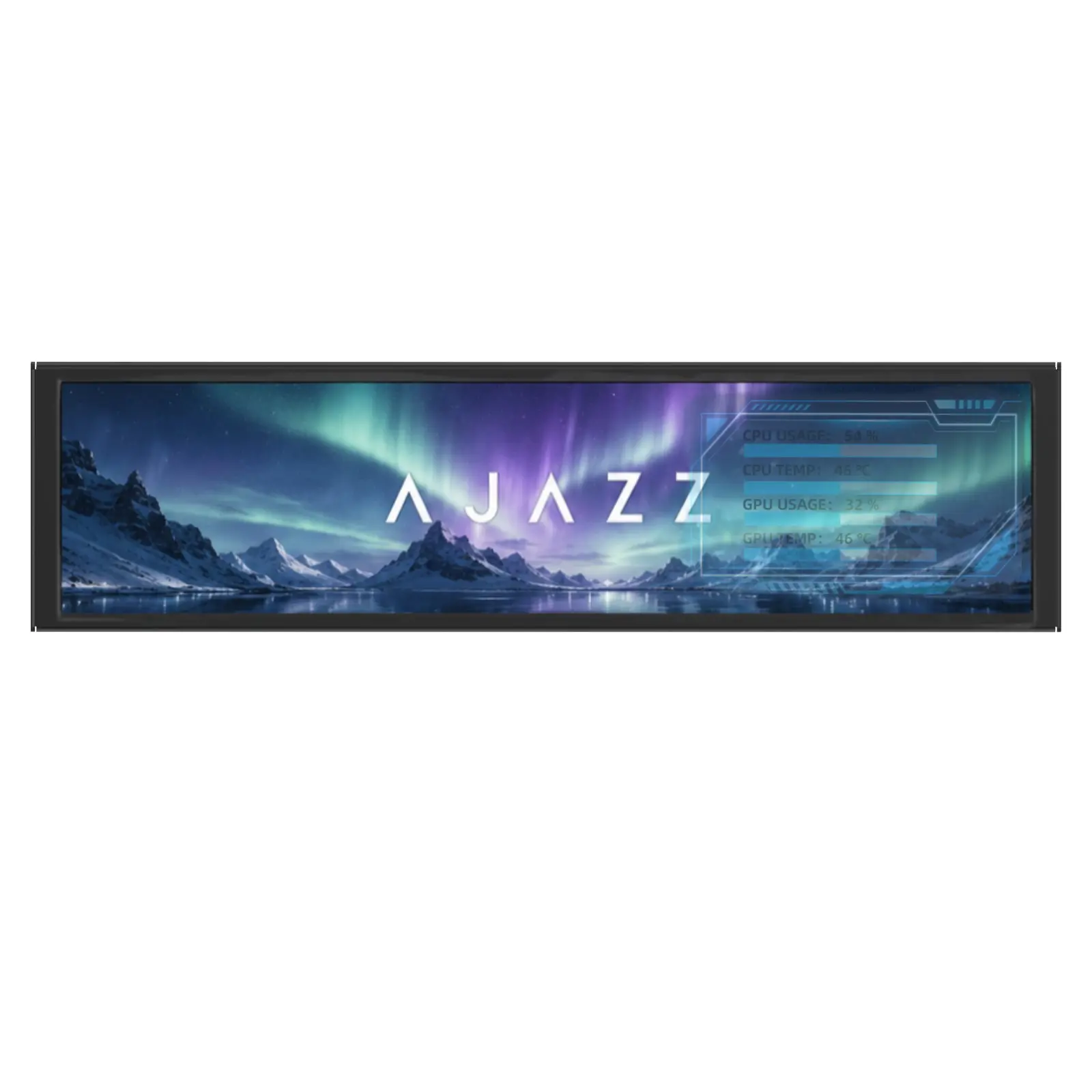 AJAZZ NKP02 Smart Display Screen for Computer Case 9.16" Smart Sub-Panel Real-Time Monitoring Intelligent Display System Full-Color IPS LCD HD Large Screen 1920x462 Aluminum Alloy Shell DIY Horizontal/Vertical Mounting Real-Time PC Status Control