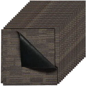 VEVOR Carpet Tiles Reusable 24x24 inch, 24 PCS Modular Carpet Square Rug, Commercial Floor Soft Padded for Seamless Cover 96sq. ft, Easy DIY for Living Room Bedroom Office Indoor, Gray Brown