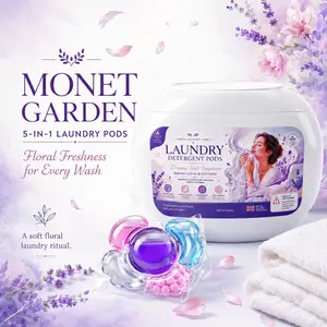 Monet Garden 5-in-1 Laundry Pods – Floral Fragrance Laundry Detergent Capsules with Long-Lasting Freshness, Stain Fighting, Colour Care & Fabric Softening for Cold & Everyday Washes