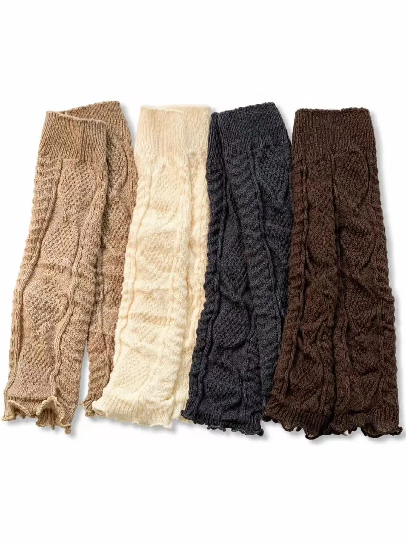 4 pairs of retro ribbed thigh-high rib knit socks in a Mead-inspired warm Christmas color scheme, perfect for women's daily wear in winter, Vintage