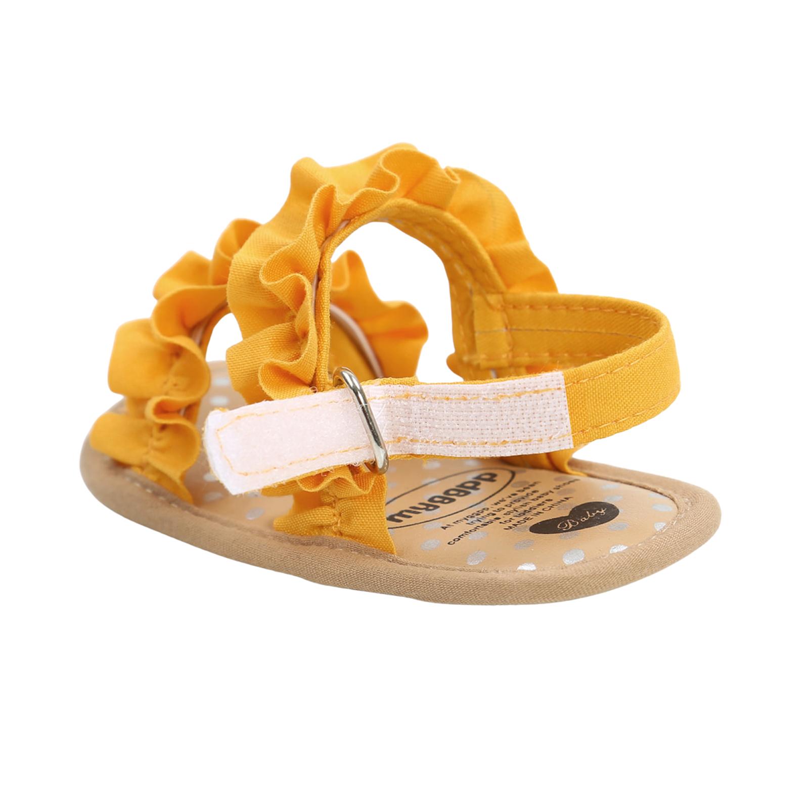 Baby girl summer sandals, non-slip soft-soled ruffle flats, toddler shoes