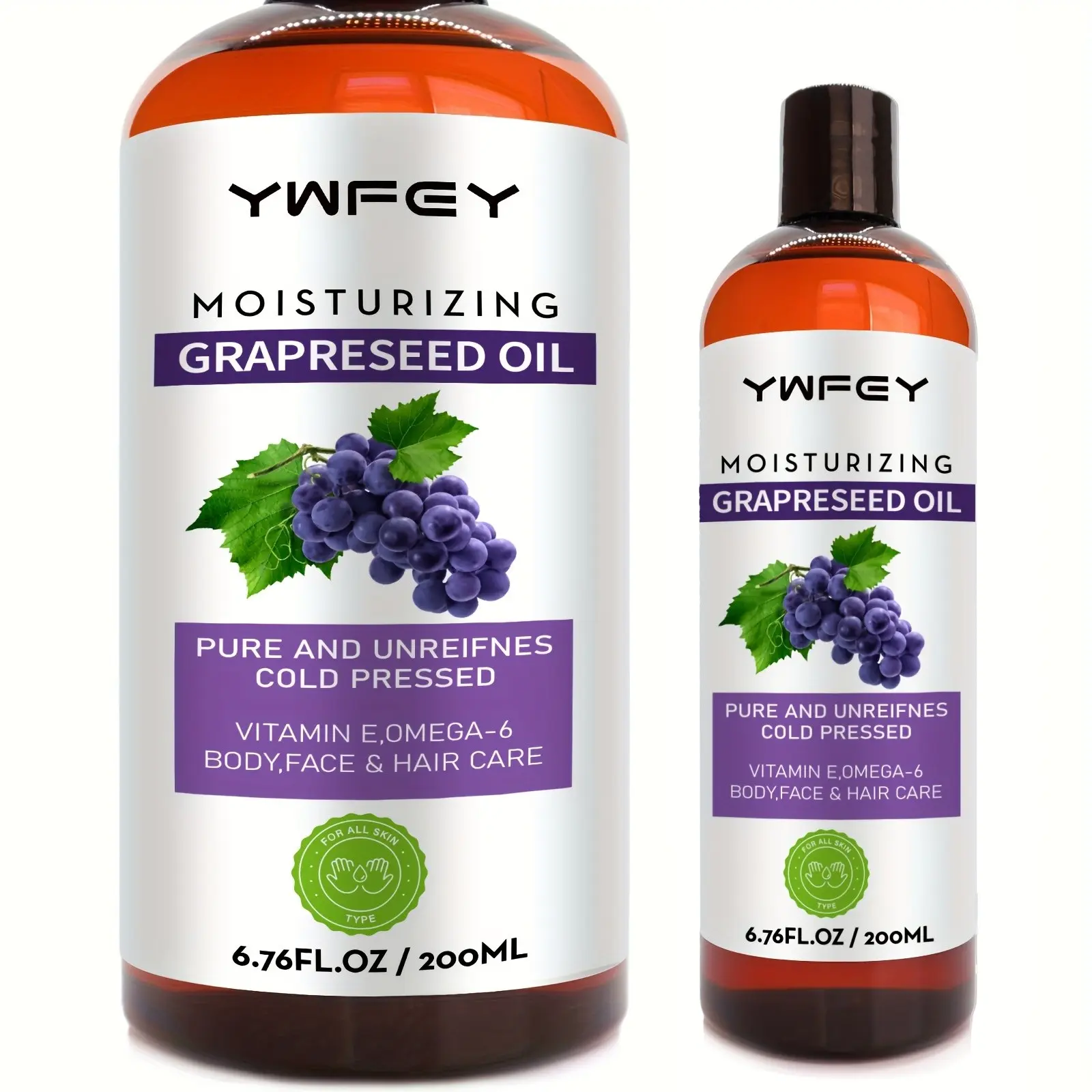 200ML Grape Seed Oil, Pure Natural Carrier Oil, Ideal for Skincare & Haircare, Rich in Antioxidants, Gentle on Skin, Long-Lasting Formula, Moisturizing Body Oils, Hydrating Moisturizing Oil