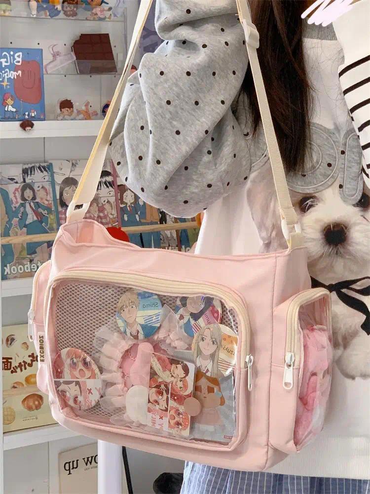 Nylon Aesthetic Transparent Display DIY Basges Students Subculture JK Crossbody Shoulder Bags Casual Sweet Girls Ulzzang Ita Bag