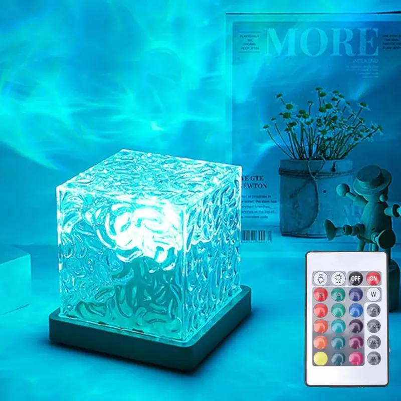 16 Color Ocean Wave Projector Night Light with Remote Control, 3D Water Ripple LED Projection Lamp, Romantic Ambient Shower Light for Bedroom Bathroom Kids Room Relax Decor