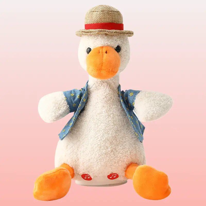 Talking Repeat Duck Plush Doll - Unisex Playful Soft Fabric Stuffed Toy with Voice Copying, Song-Singing for Daily Entertainment (Home Decor Statue & Figurine)
