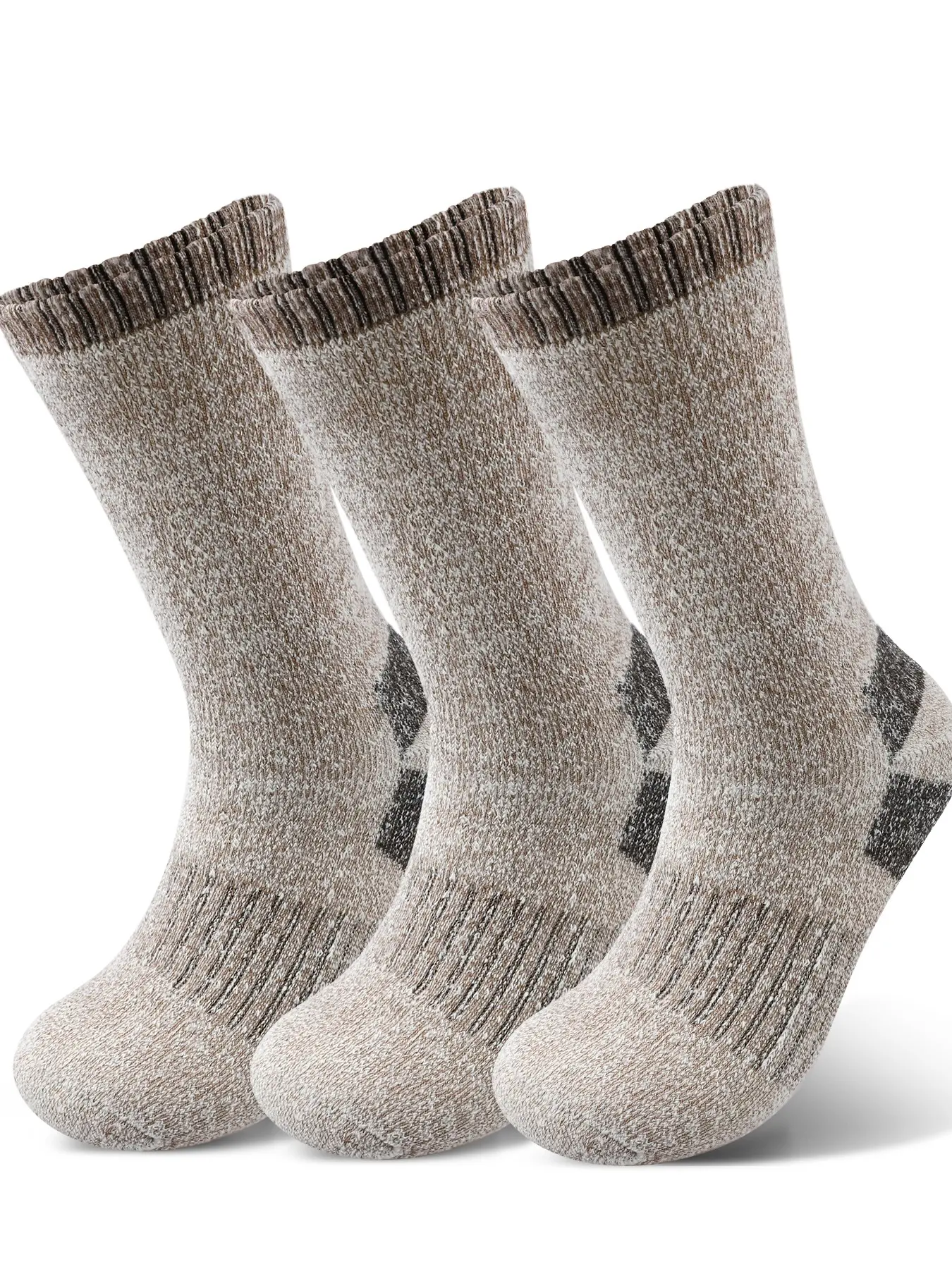 3Pairs Winter Men's Super Thick Socks Cold-resistant Warm Snow Socks Boots Socks Wear-resistant Mid-tube Socks Comfortable Hiking Socks High Elastic Knitted Socks Thick Fleece Suitable for Cold Weather Wear