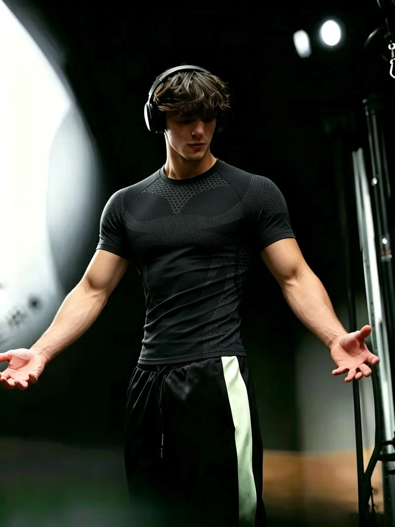Men's European Style Fitness T-Shirt, Trendy Honeycomb Mesh Design, High Elasticity Quick-Dry Breathable Fabric, Tight Fit Compression, Ideal for Gym Training, Elastic Breathable Sportswear, Gym Clothes