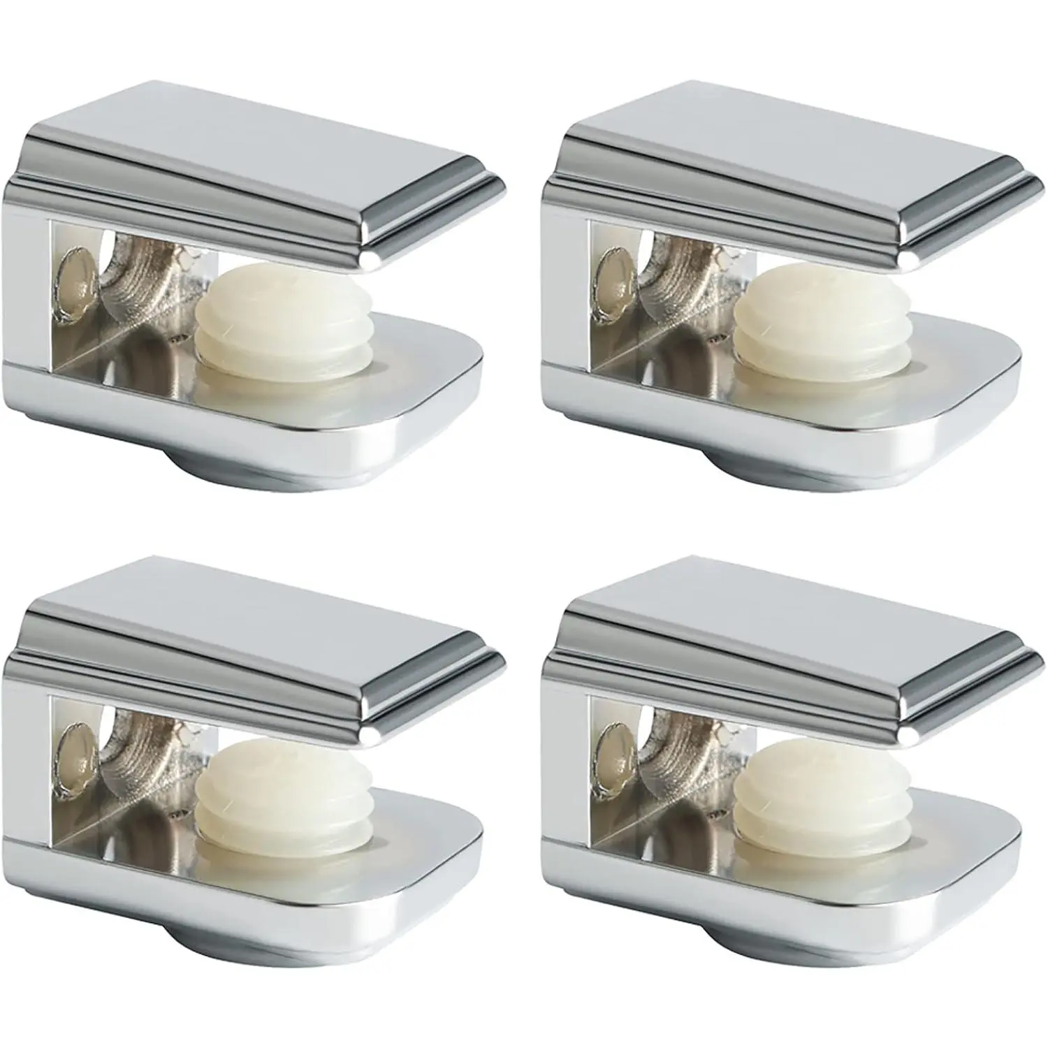 Glass Shelf Brackets,Wall Mount Clamps for 5-8mm Shelves,4 Pcs | Adjustable Clamp Brackets for Shelves,Bathroom Clip Holder Support Hardware,Chrome