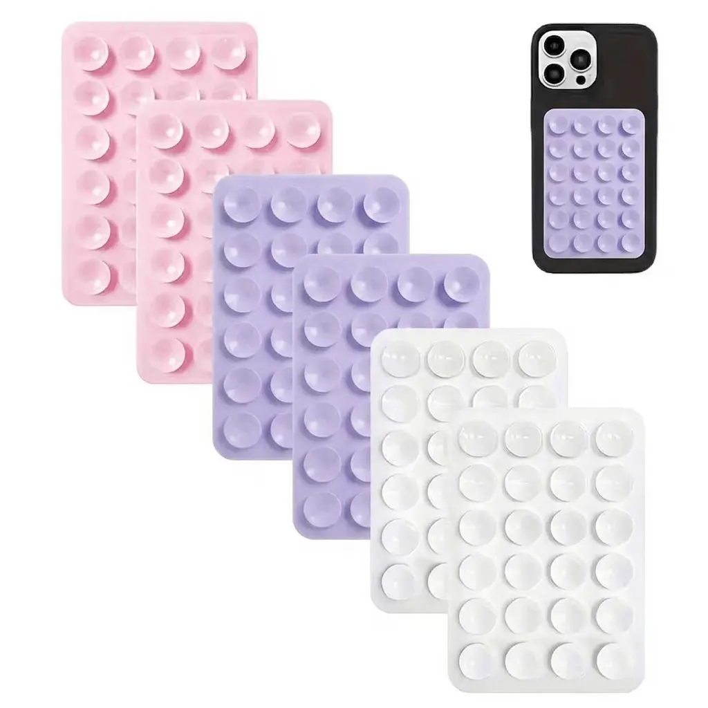 6 Pack Silicone Suction Cup Phone Stand Smartphone Holders Non Slip Adhesive Grip For Smart Phones Hands Free For Viewing Video Calls Gaming Car Dashboard Bedside Portable Multifunctional Ideal Holiday Gift For Friends