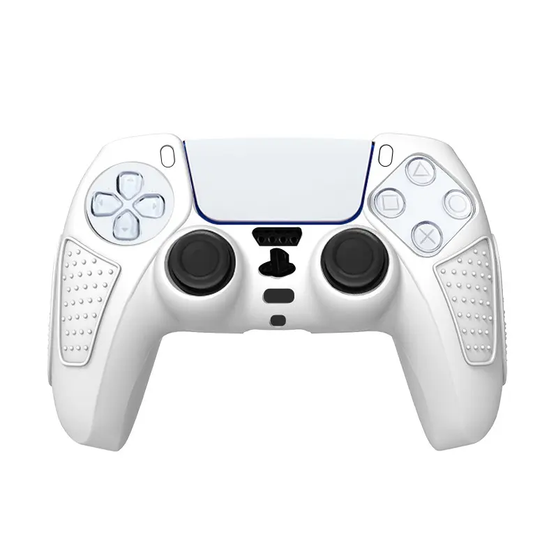 PlayVital White 3D Studded Edition Anti-Slip Grip Silicone Cover Skin for ps5 Controller, Soft Rubber Case Protector for ps5 Wireless Controller Console Controller Accessories father's day gift