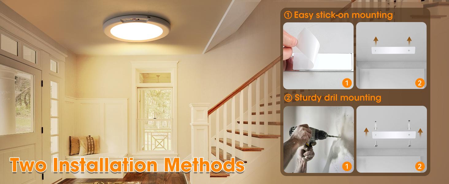Rechargeable Motion Sensor Ceiling Light with Remote, Battery Operated Wireless LED Overhead Light, Dimmable 3 Color Temperatures, No Wiring Renter Friendly Indoor Lighting for Closet, Shower, Pantry, Hallway