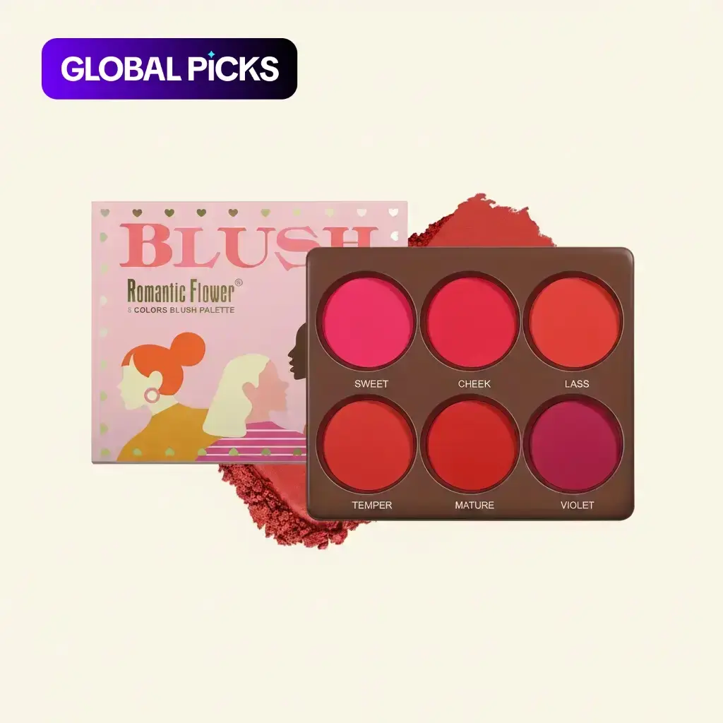 6-Color Blush Palette, Long-Lasting Matte Waterproof Blush for All Skin Types Daily Cosmetic #GLOBAL PICKS