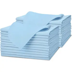 Kitchen Light Blue Cloth Napkins Bulk (Pack of 24) - 100% Polyester Dinner Linen Napkins Cloth Washable & Reusable - Durable with Hemmed Edges - Ideal for Parties and Weddings (17x17 Inches)