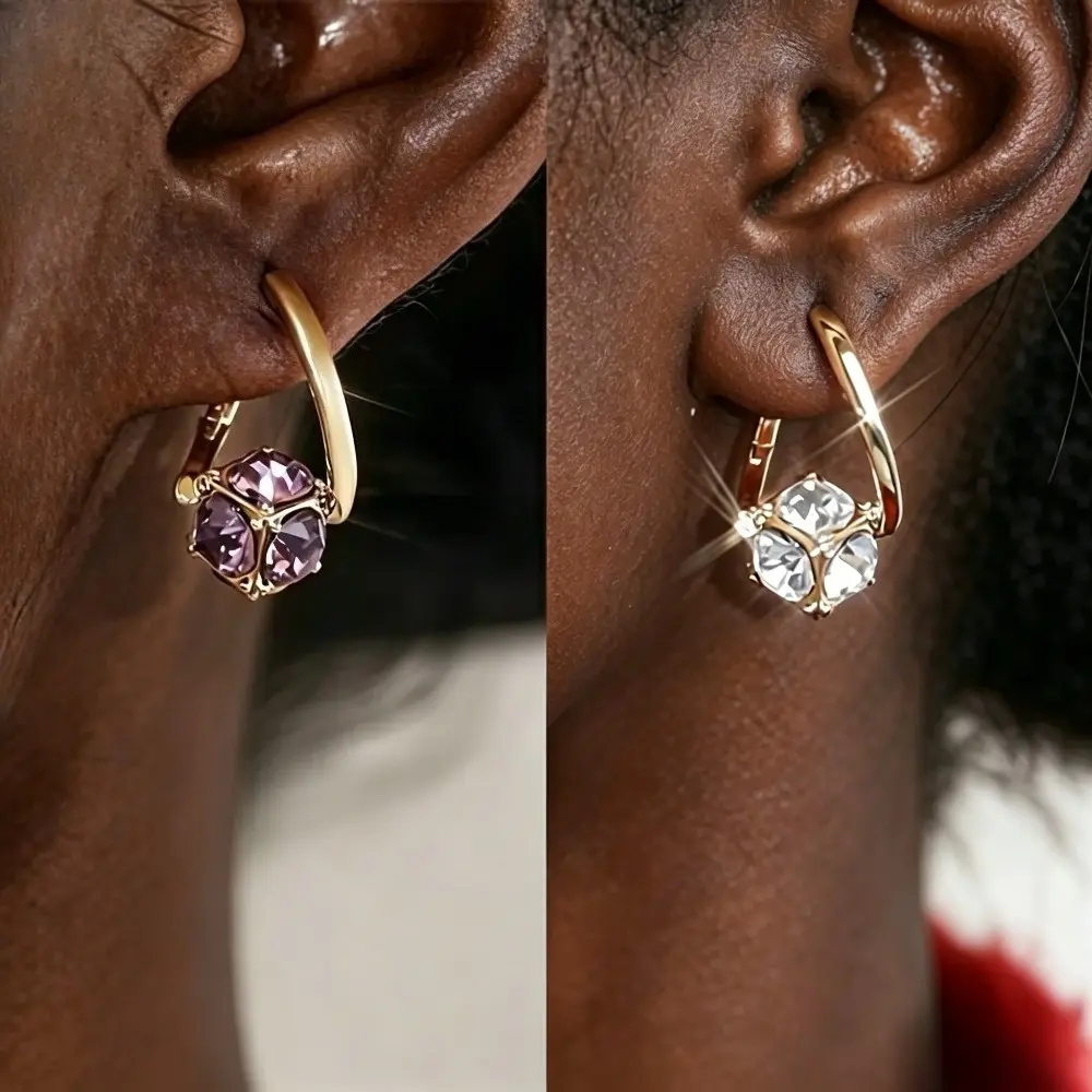 2 pairs of drainage ring earrings, Flysmus Halolux shower germanium earrings, shower acupuncture earrings, synthetic twisted gift jewelry