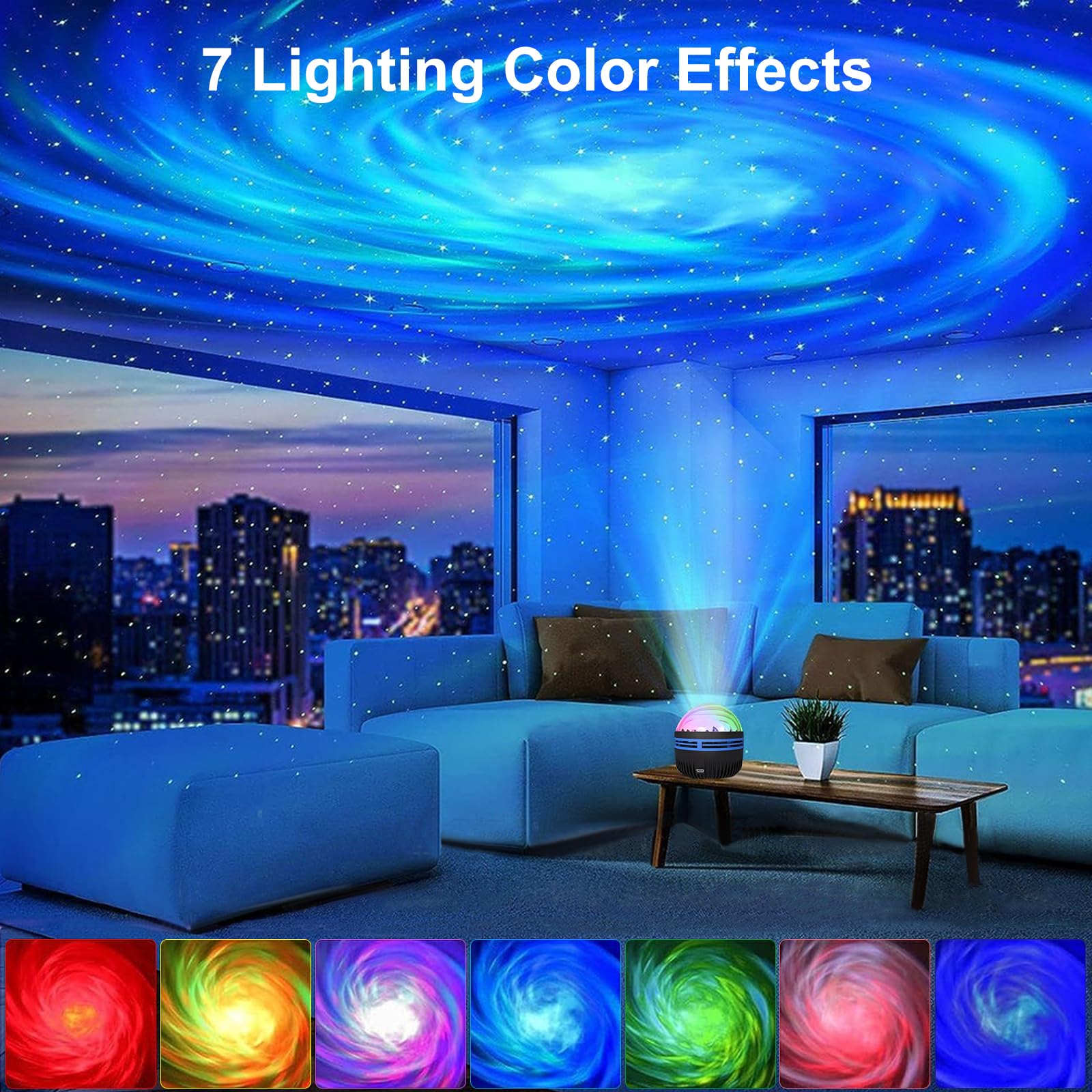 Ocean Wave Projector – Water Light Projector for Bedroom, Kids Room Decor – Ocean Galaxy Night Light with Speaker - Starry Light with 9 Planet, Star, Water Wave Effect