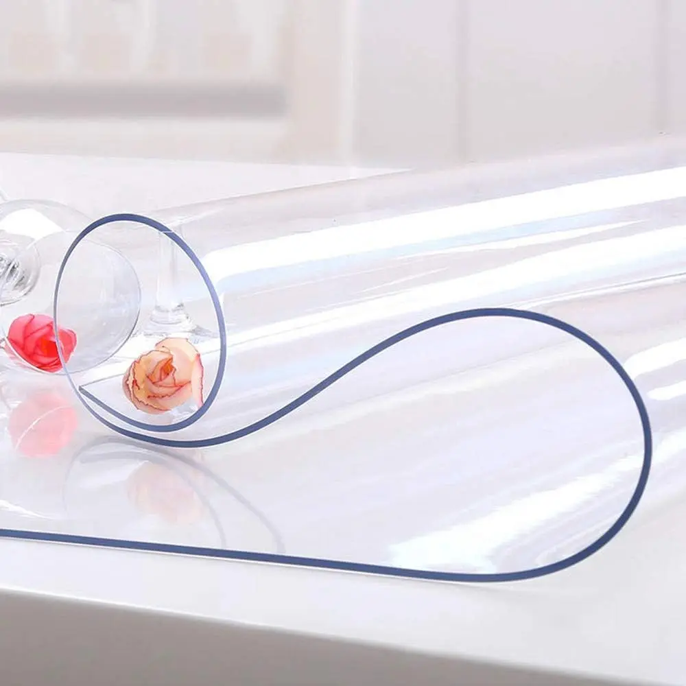 AIMHave Transparent Soft Glass PVC Tablecloth, 2.0mm Thick, High Flexibility, Waterproof, Oil-Resistant, Heat-Resistant, Stain-Resistant, Tear-Resistant, Durable, Colorfast – Festival Party Tablecloth for Dressers, Countertops, Nightstands, Dining Tabl