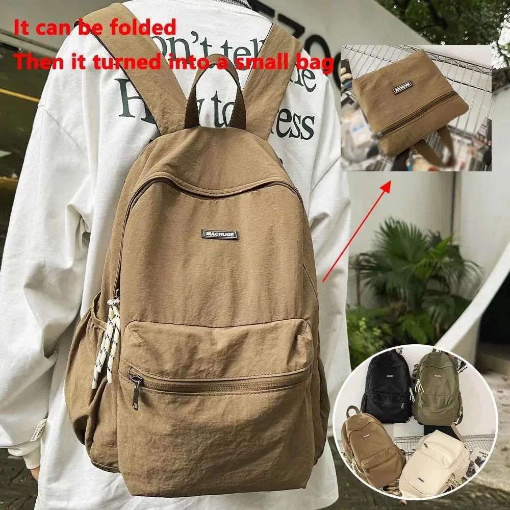 2026 New Foldable Backpack for Women, Large Capacity Backpack, Simple Korean Version Computer Backpack