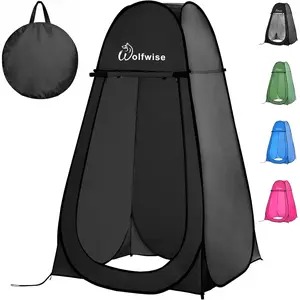 Pop Up Shower Tent for Camping Essentials, Portable Instant Changing Tent with Ventilation Window & Carry Bag, Privacy Dressing Room Bathroom Toilet for Beach & Outdoor, Standard, Black