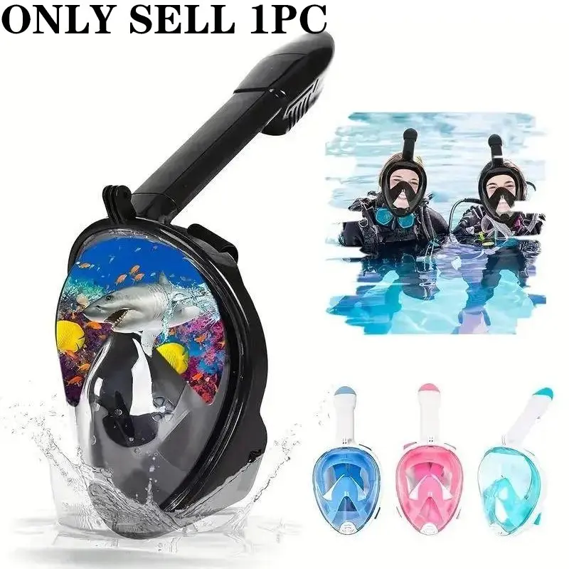 Full Face Diving Mask, Snorkel, Diving Gear, Anti-Fog & Anti-Leak Design, Includes Breathing Tube & Camera Bracket, Ideal for Scuba Diving & Swimming Adventures