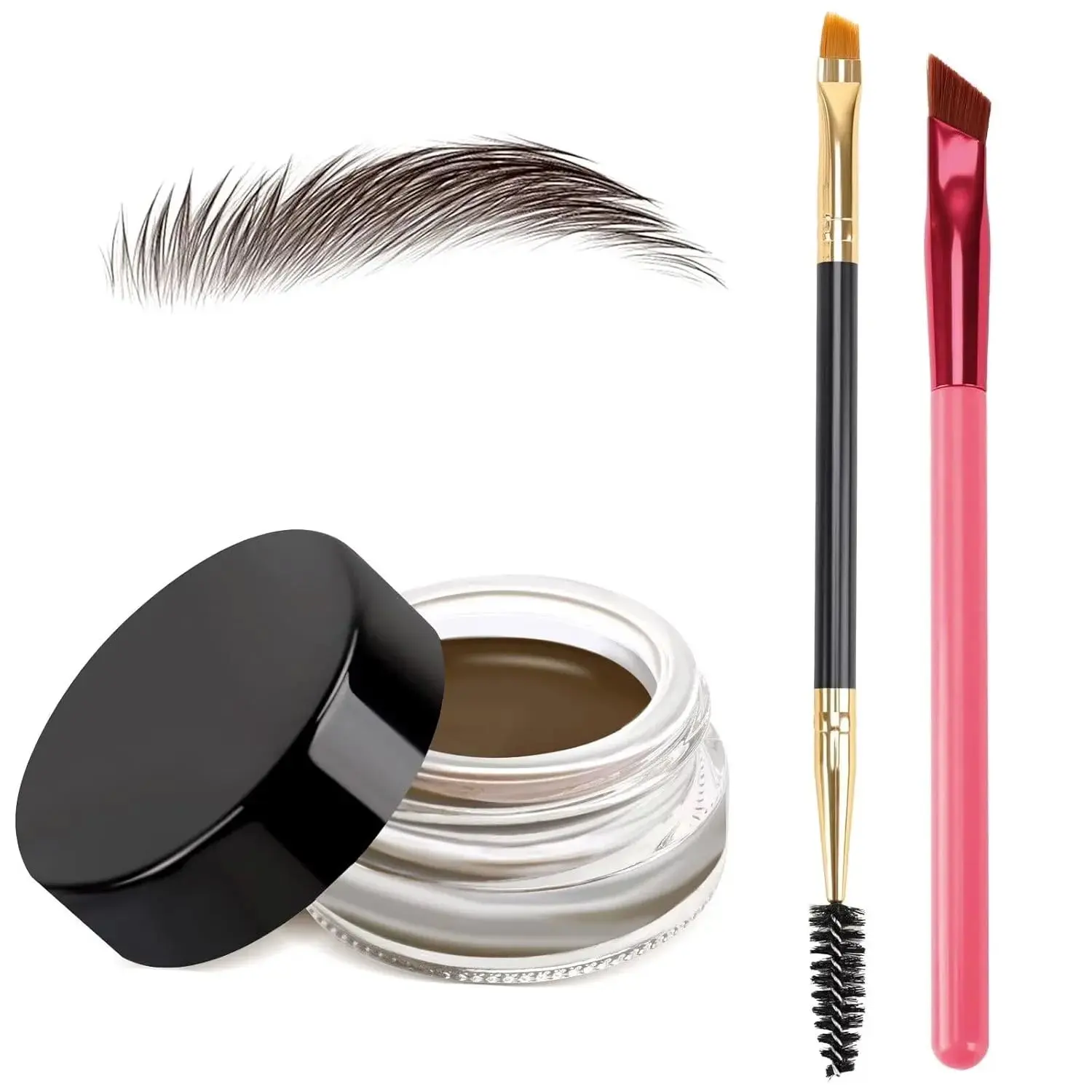 3 IN 1 Eyebrow Gel Kit With 2 Eyebrow Brushs,【High Pigment】,【Waterproof】,【Long Wearing】, Eyebrow Pomade For All Skin Tones