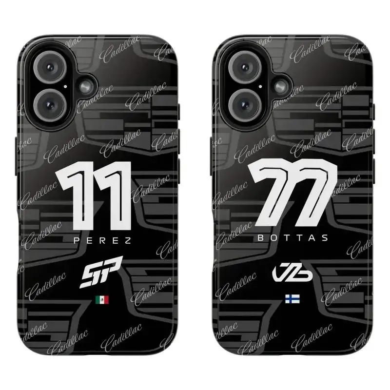 Sergio Perez Checo 11 & Valtteri Bottas 77 Cadillac Team 2026 Sport Themed Phone Case Premium Matte Texture, Protection, Shockproof, Anti-Drop, Anti-Fingerprint For IPhone 17-12, Pro Max, Pro Plus, and Samsung S25-22 Protection Safety