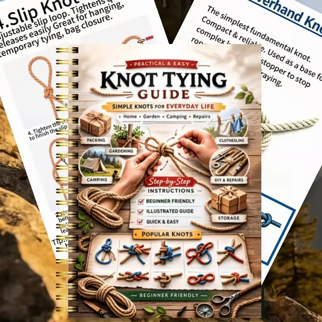 40-Page Outdoor Survival Knot Guide, Step-By-Step Illustrated Version, Camping and Hiking Essential, Practical Knot Instructions