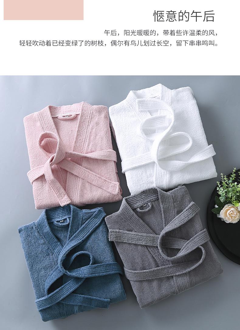 Hotel pure cotton bathrobe, spring and autumn towel material pajamas for women, all-cotton long style, soft, absorbent, quick-drying bathrobe with logo