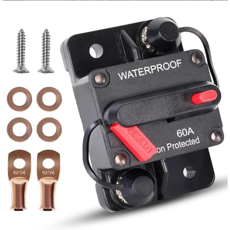60Amp/100Amp/200Amp/250Amp Circuit Breaker for Boat Trolling Motor Marine ATV Trailer Vehicles Stereo Audio Electronic Battery Solar System Inline Fuse with Manual Reset Switch Waterproof DC 12V-48V