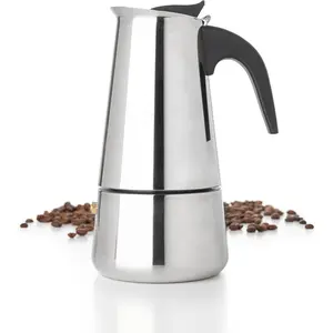 Mixpresso 6 Cup Greca Stovetop Espresso Pot 300ml/10oz, Moka Pot with Coffee Percolator Design, Stainless Steel Stove Top Coffee Maker for Camping or Home Use,Italian Stovetop Espresso Maker